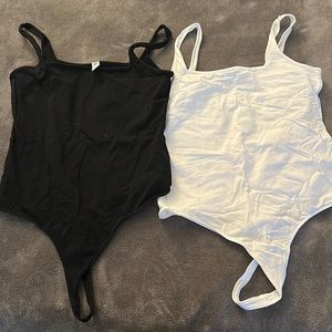 Set of two square neck body suits - black and white
